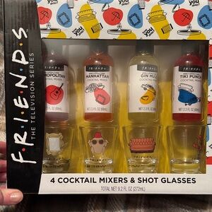 FRIENDS Cocktail Mixers & Shot Glass Set - Red, Yellow, Blue